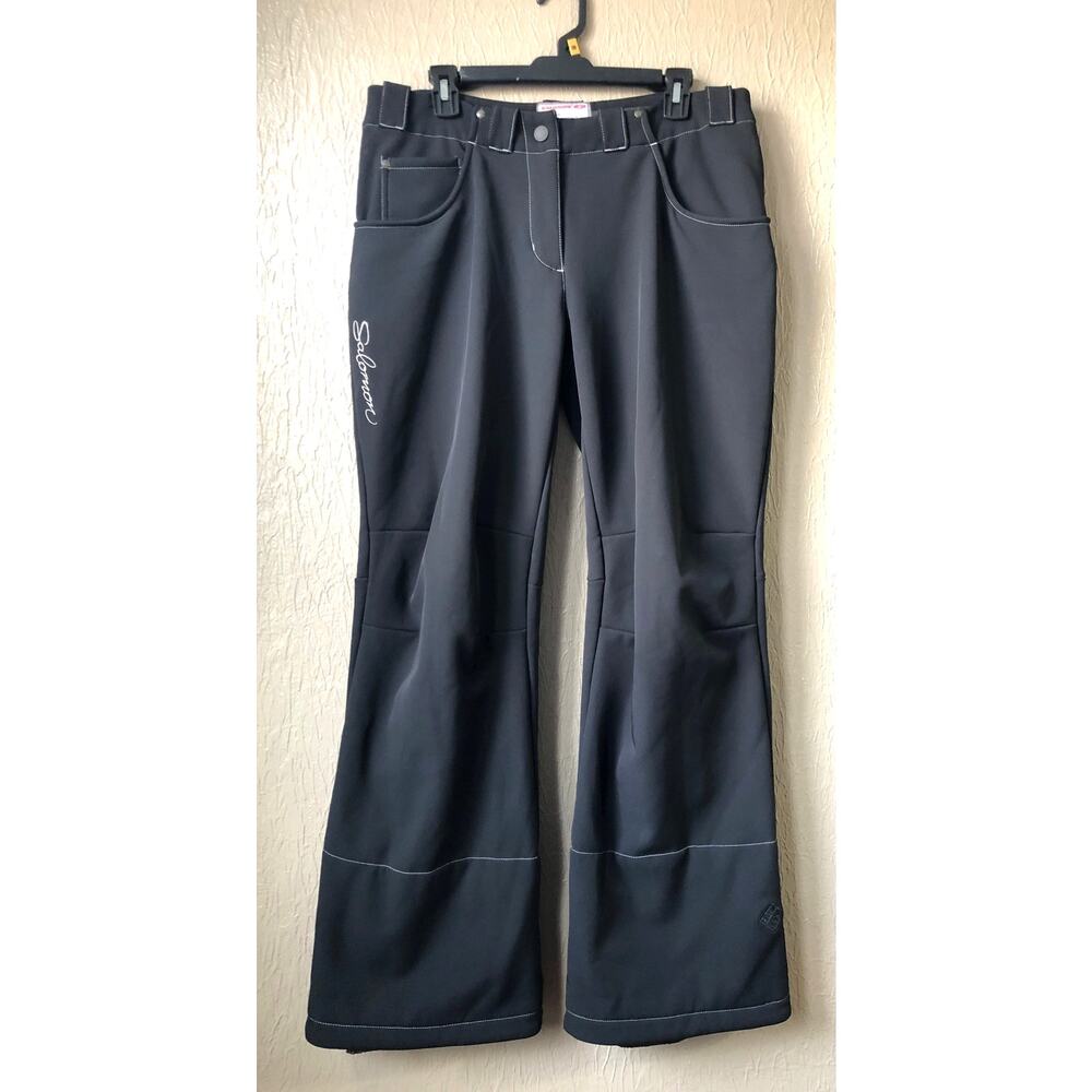 Salomon Clima Pro Ski Snow Pants Women Black Waterproof Pockets Size 10 New